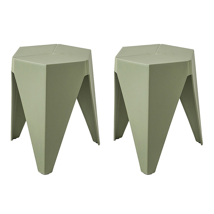 Set of 2 Nordic Stool Side Tables - Green