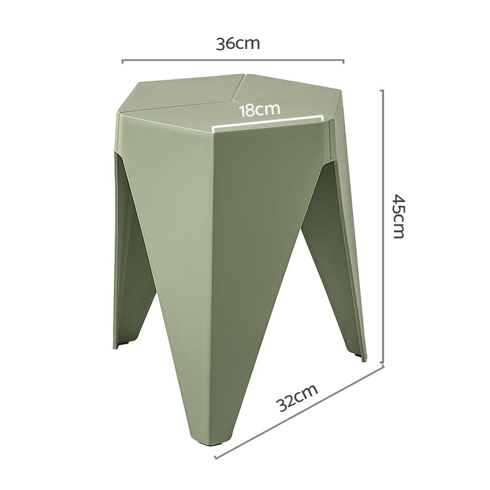 Set of 2 Nordic Stool Side Tables - Green