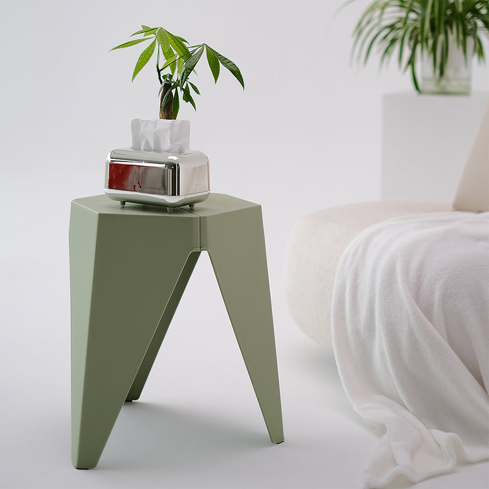 Set of 2 Nordic Stool Side Tables - Green