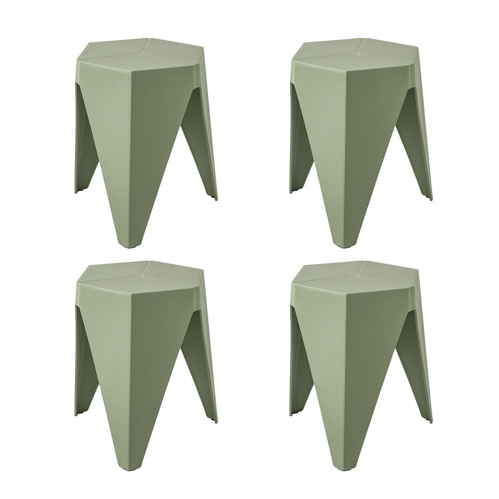 Set of 4 Nordic Stool Side Tables - Green