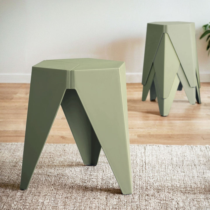 Set of 4 Nordic Stool Side Tables - Green