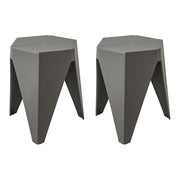 Set of 2 Nordic Stool Side Tables - Grey - Homecoze