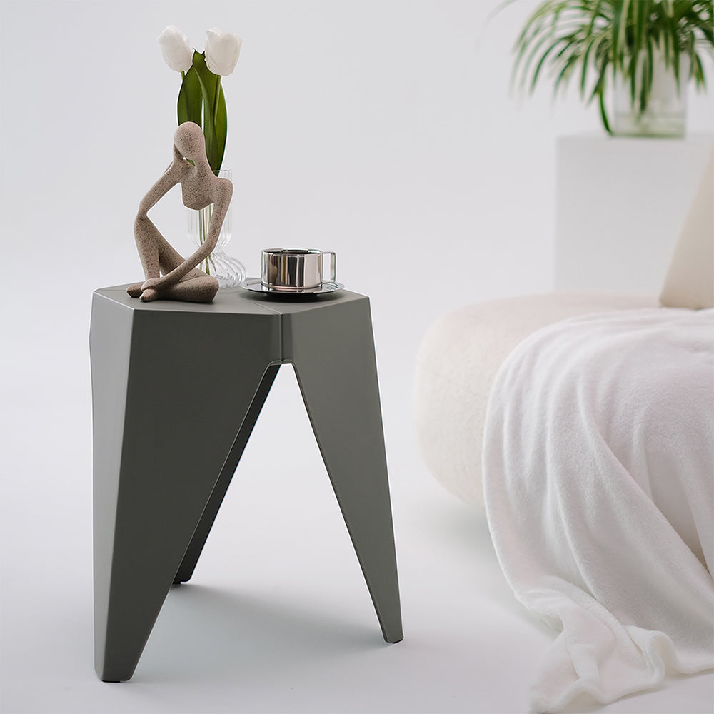 Set of 2 Nordic Stool Side Tables - Grey - Homecoze