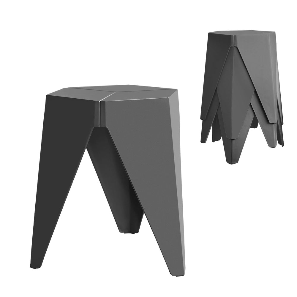 Set of 4 Nordic Stool Side Tables - Grey - Homecoze