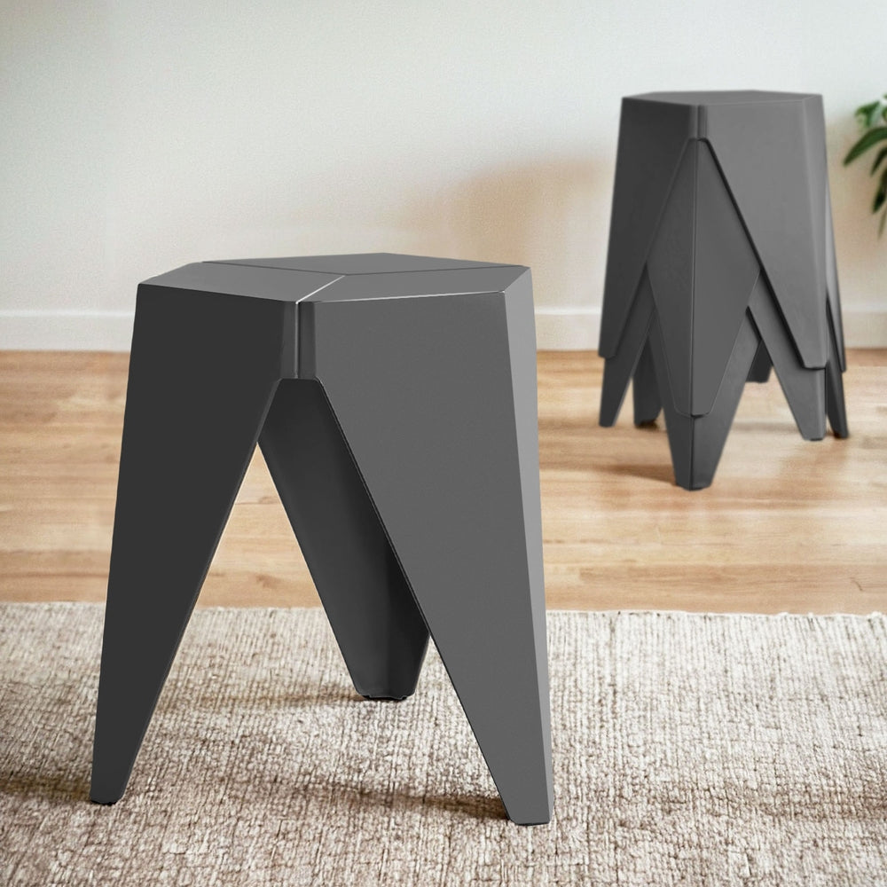 Set of 4 Nordic Stool Side Tables - Grey