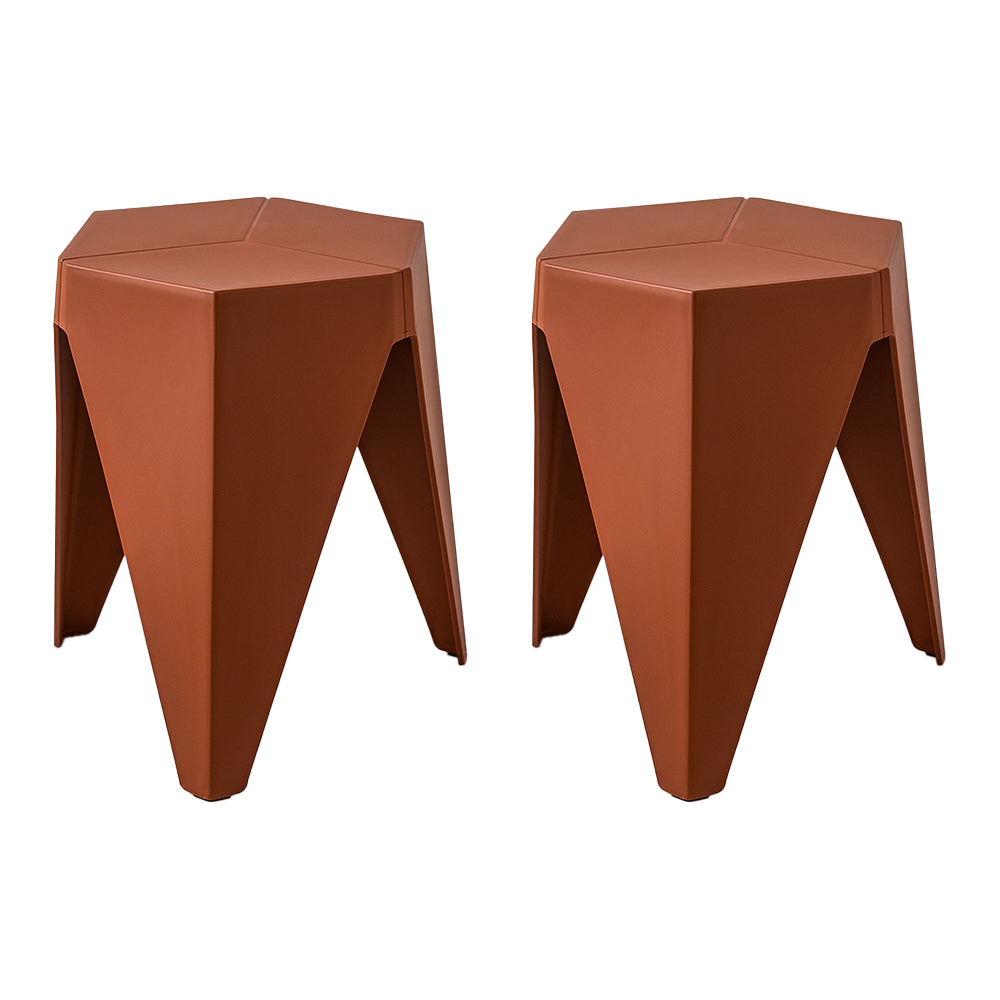 Set of 2 Nordic Stool Side Tables - Red - Homecoze