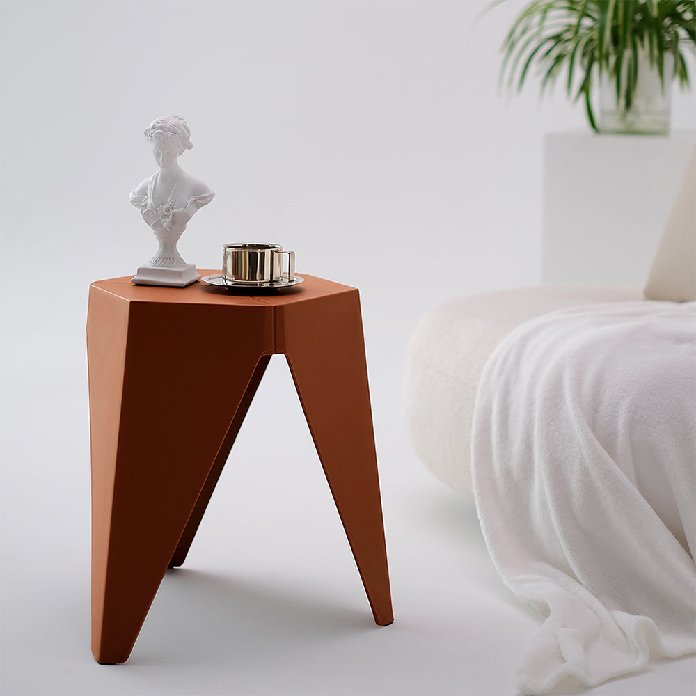 Set of 2 Nordic Stool Side Tables - Red - Homecoze
