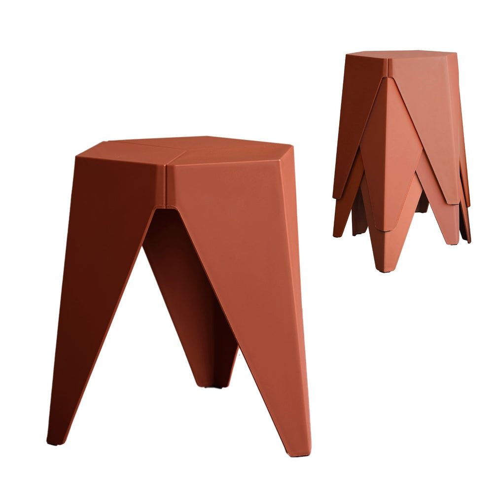 Set of 4 Nordic Stool Side Tables - Red - Homecoze