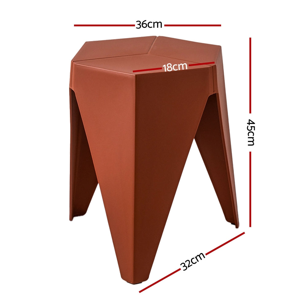 Set of 4 Nordic Stool Side Tables - Red - Homecoze