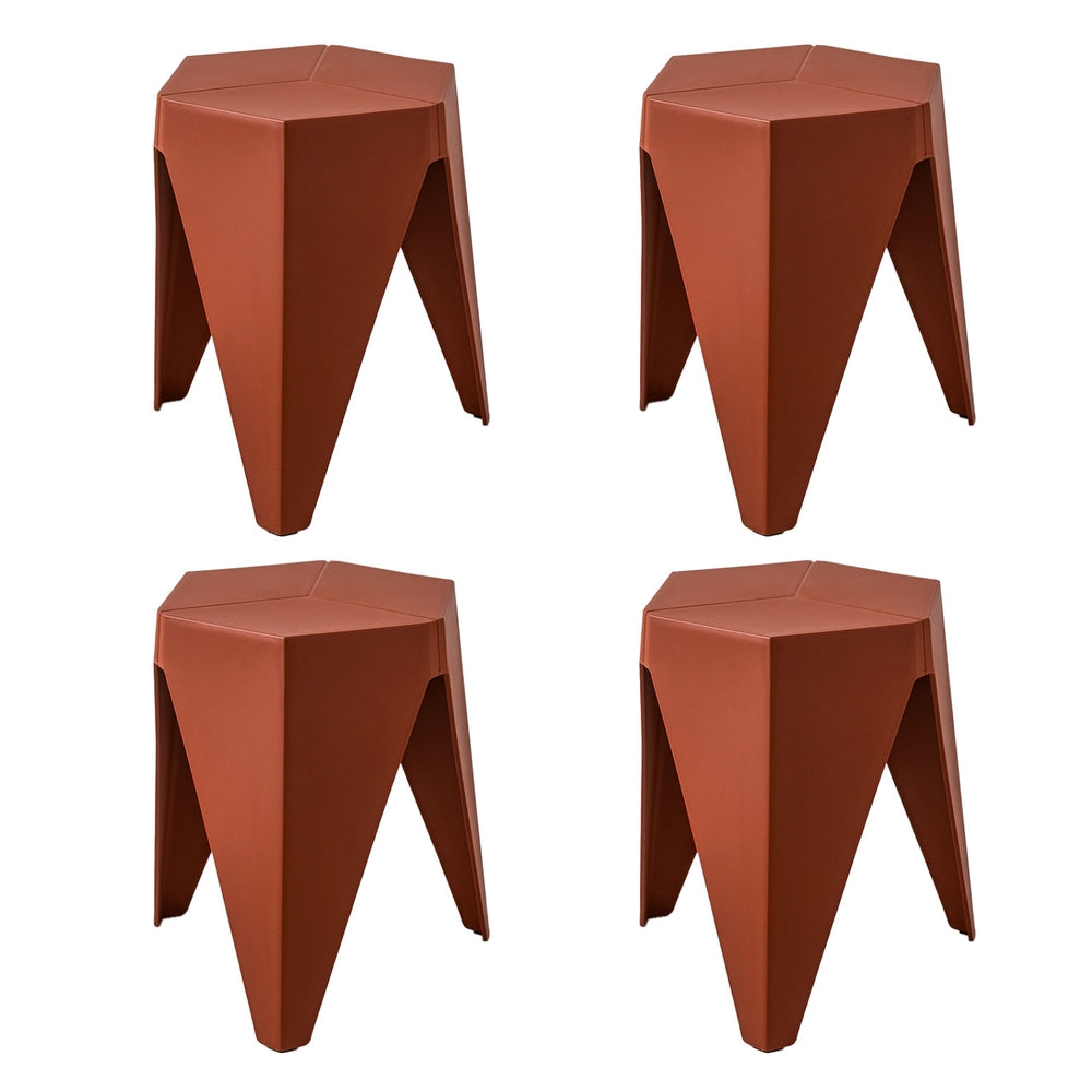 Set of 4 Nordic Stool Side Tables - Red - Homecoze