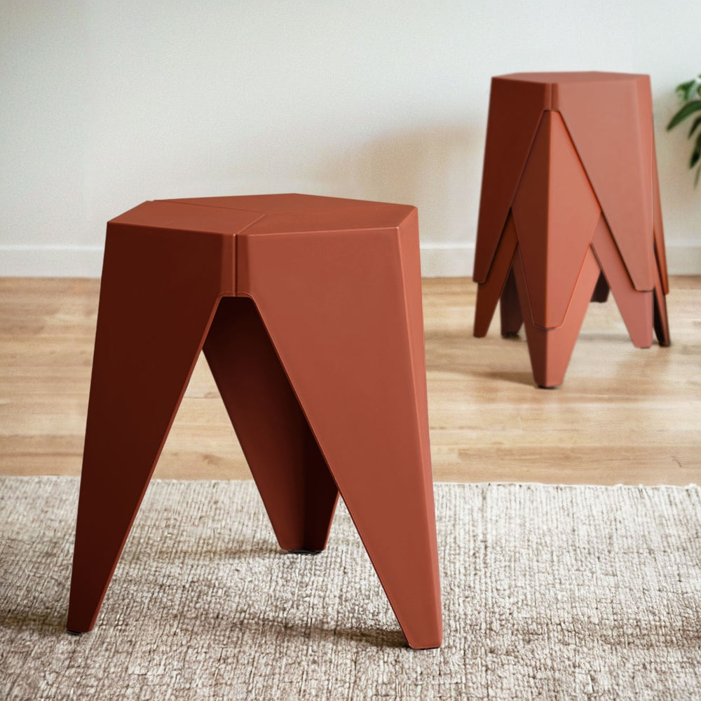 Set of 4 Nordic Stool Side Tables - Red - Homecoze