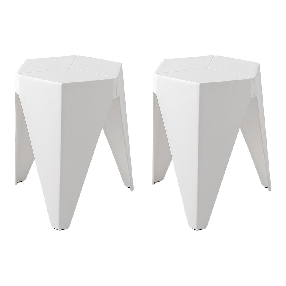 Set of 2 Nordic Stool Side Tables - White - Homecoze
