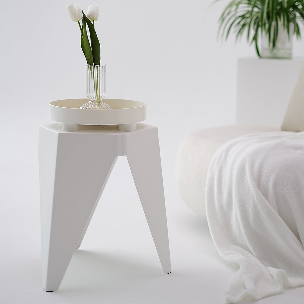 Set of 2 Nordic Stool Side Tables - White Homecoze