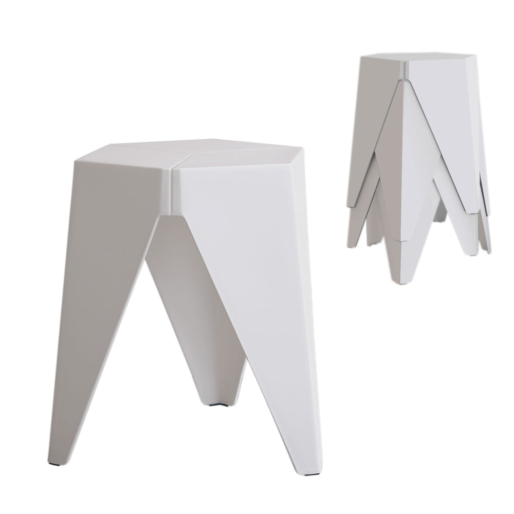 Set of 4 Nordic Stool Side Tables - White - Homecoze