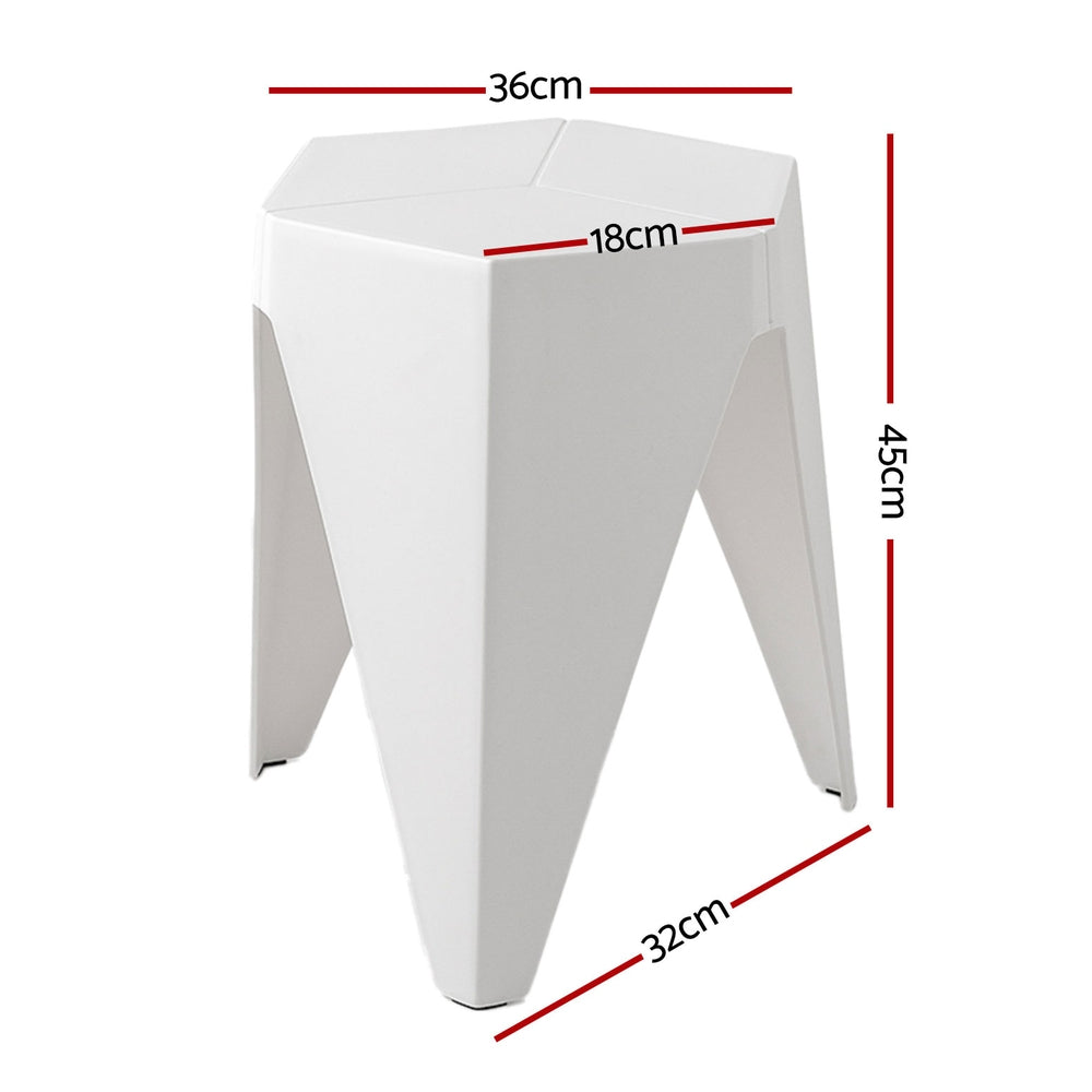 Set of 4 Nordic Stool Side Tables - White - Homecoze