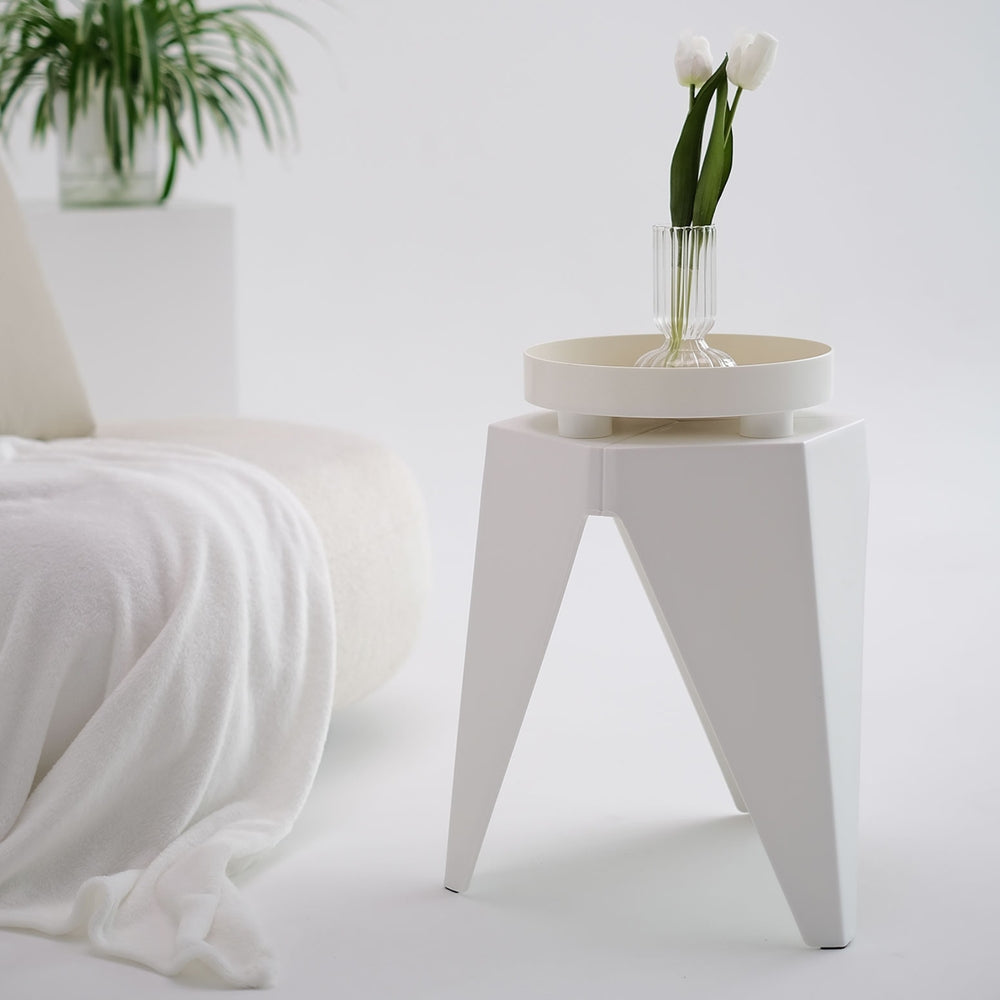 Set of 4 Nordic Stool Side Tables - White - Homecoze