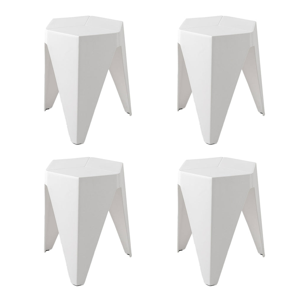Set of 4 Nordic Stool Side Tables - White - Homecoze