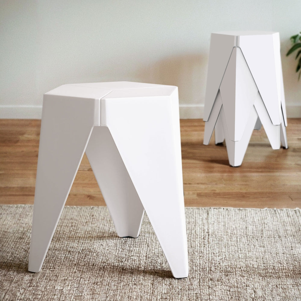 Set of 4 Nordic Stool Side Tables - White - Homecoze