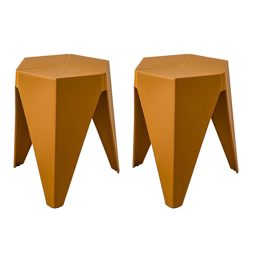 Set of 2 Nordic Stool Side Tables - Yellow - Homecoze