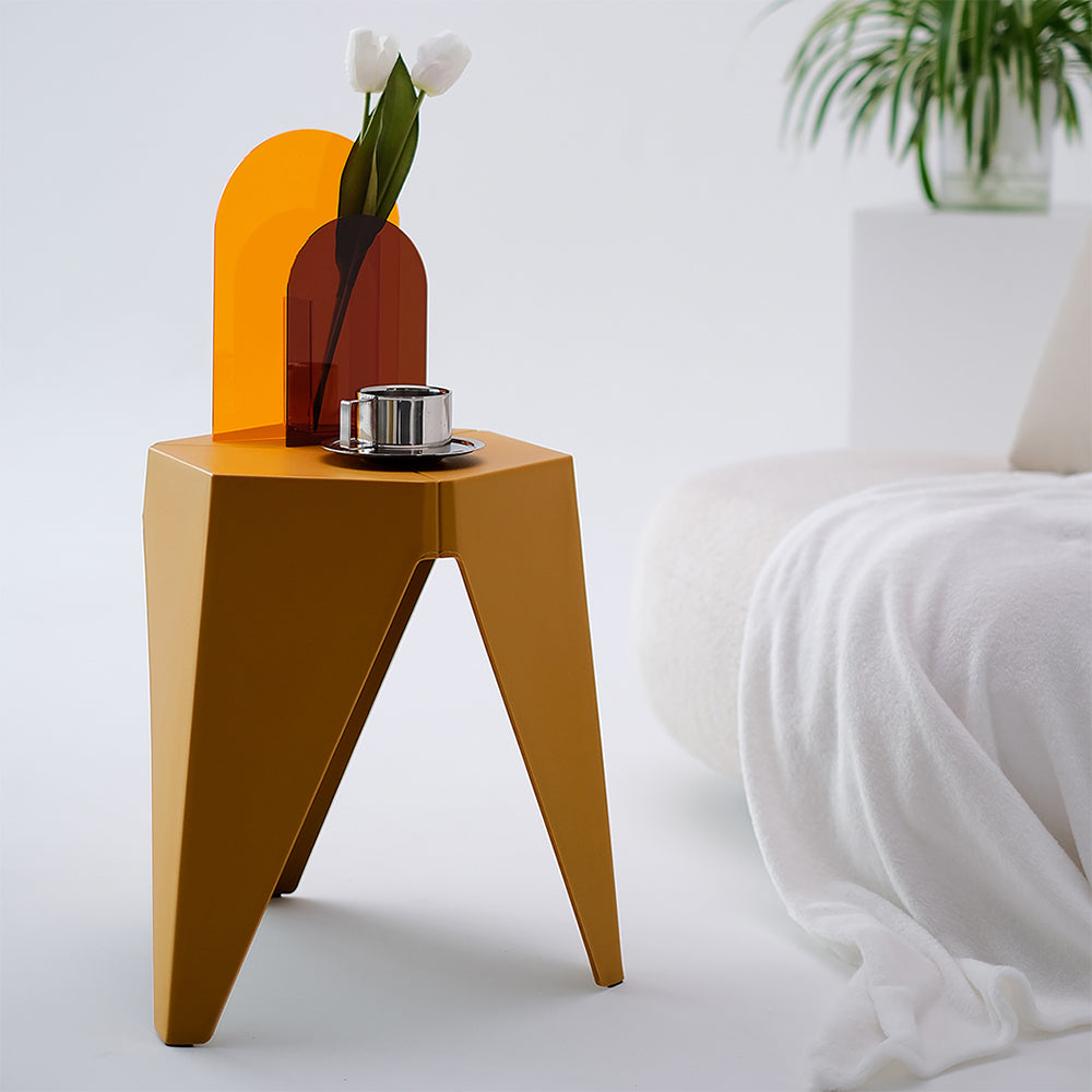 Set of 2 Nordic Stool Side Tables - Yellow - Homecoze