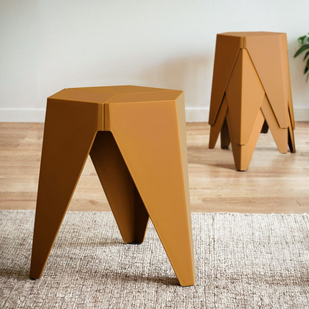 Set of 4 Nordic Stool Side Tables - Yellow