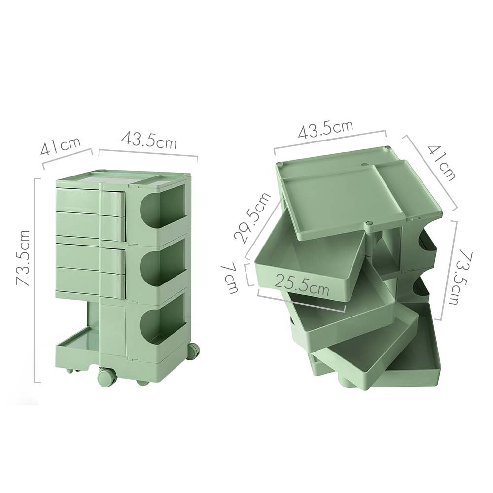 5-Tier Craft Trolley | Multipurpose Storage Cart - Green - Homecoze