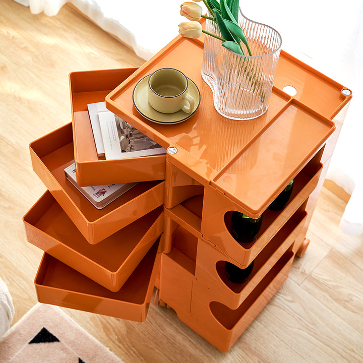 5-Tier Craft Trolley | Multipurpose Storage Cart - Orange - Homecoze