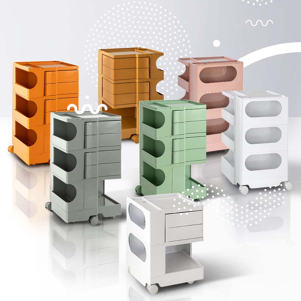 5-Tier Craft Trolley | Multipurpose Storage Cart - Orange - Homecoze