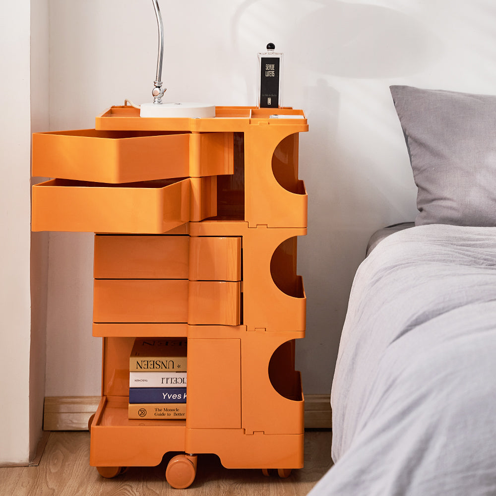 5-Tier Craft Trolley | Multipurpose Storage Cart - Orange - Homecoze