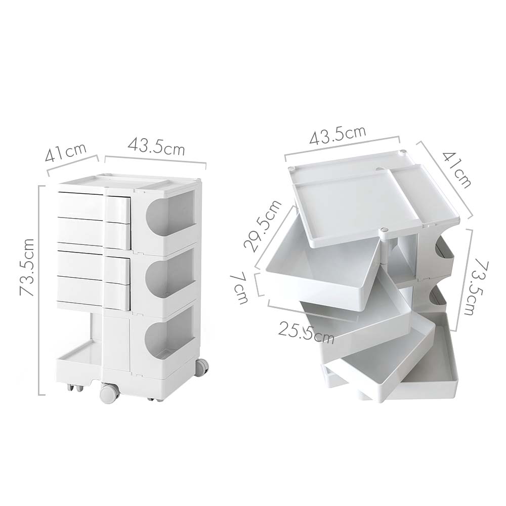 5-Tier Craft Trolley | Multipurpose Storage Cart - White - Homecoze