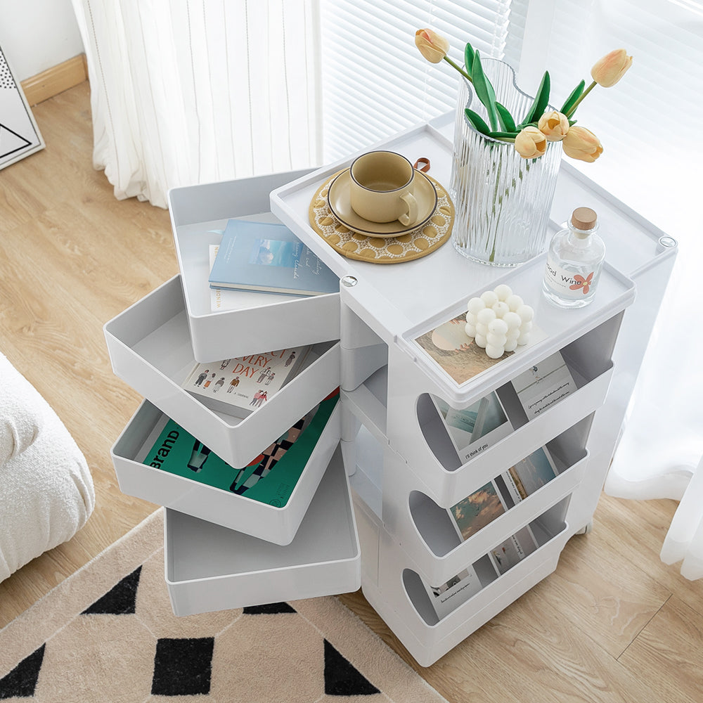 5-Tier Craft Trolley | Multipurpose Storage Cart - White - Homecoze