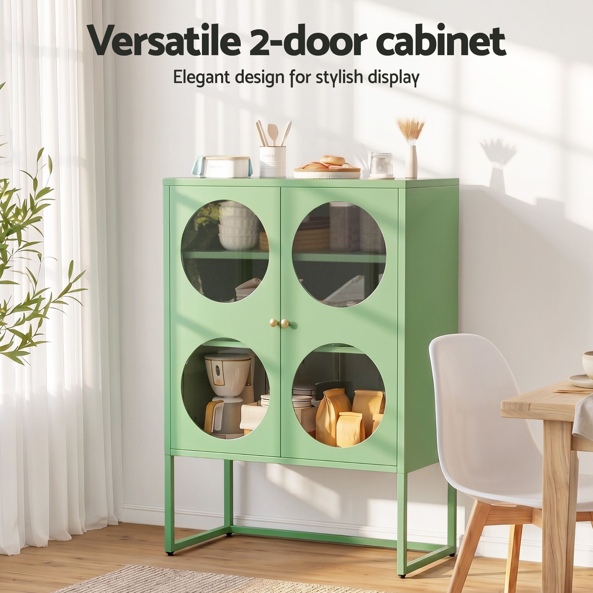 Metal Locker Circular Sideboard Cabinet - Mint Green