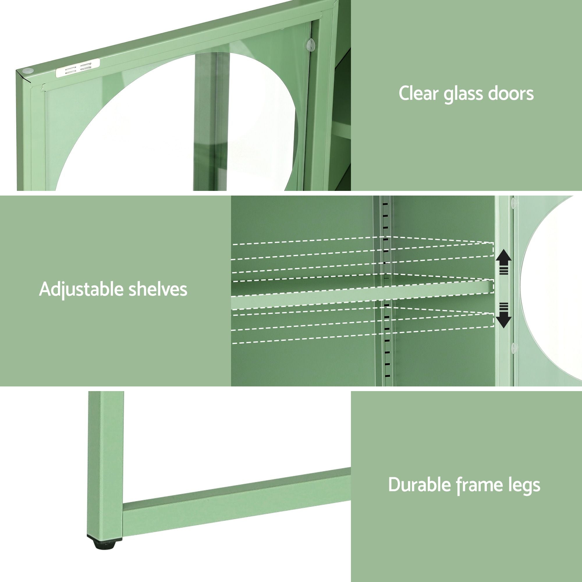 Metal Locker Circular Sideboard Cabinet - Mint Green