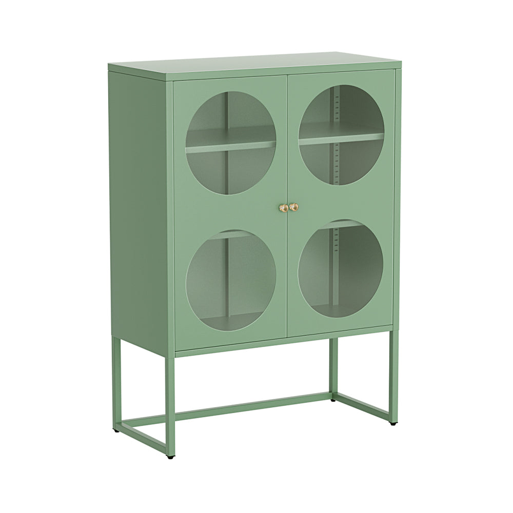 Metal Locker Circular Sideboard Cabinet - Mint Green - Homecoze