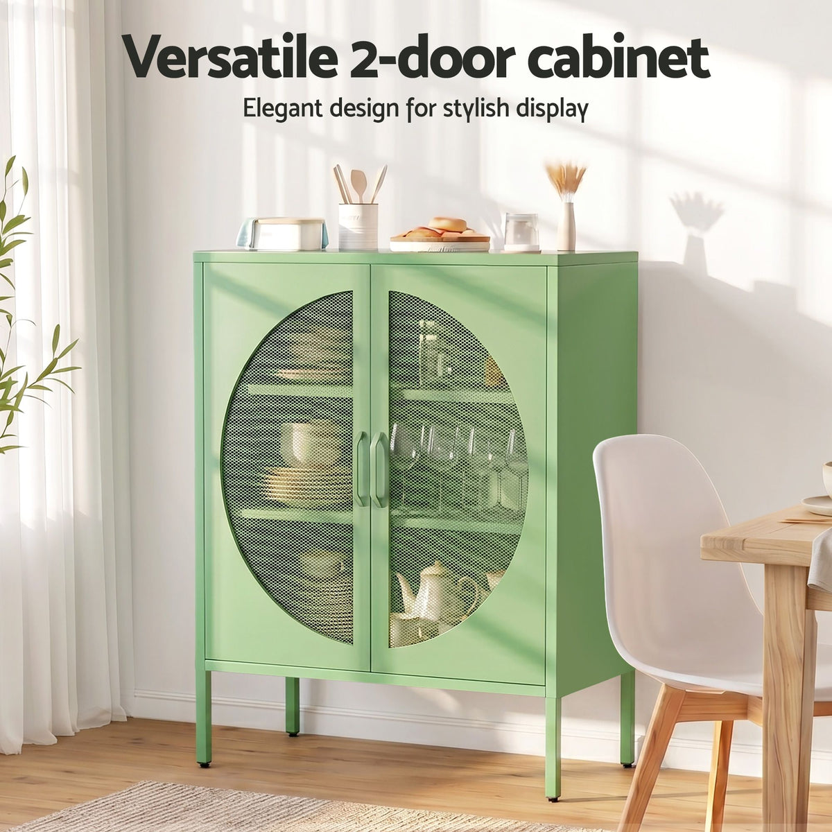 Metal Locker Crescent Sideboard Cabinet - Mint Green