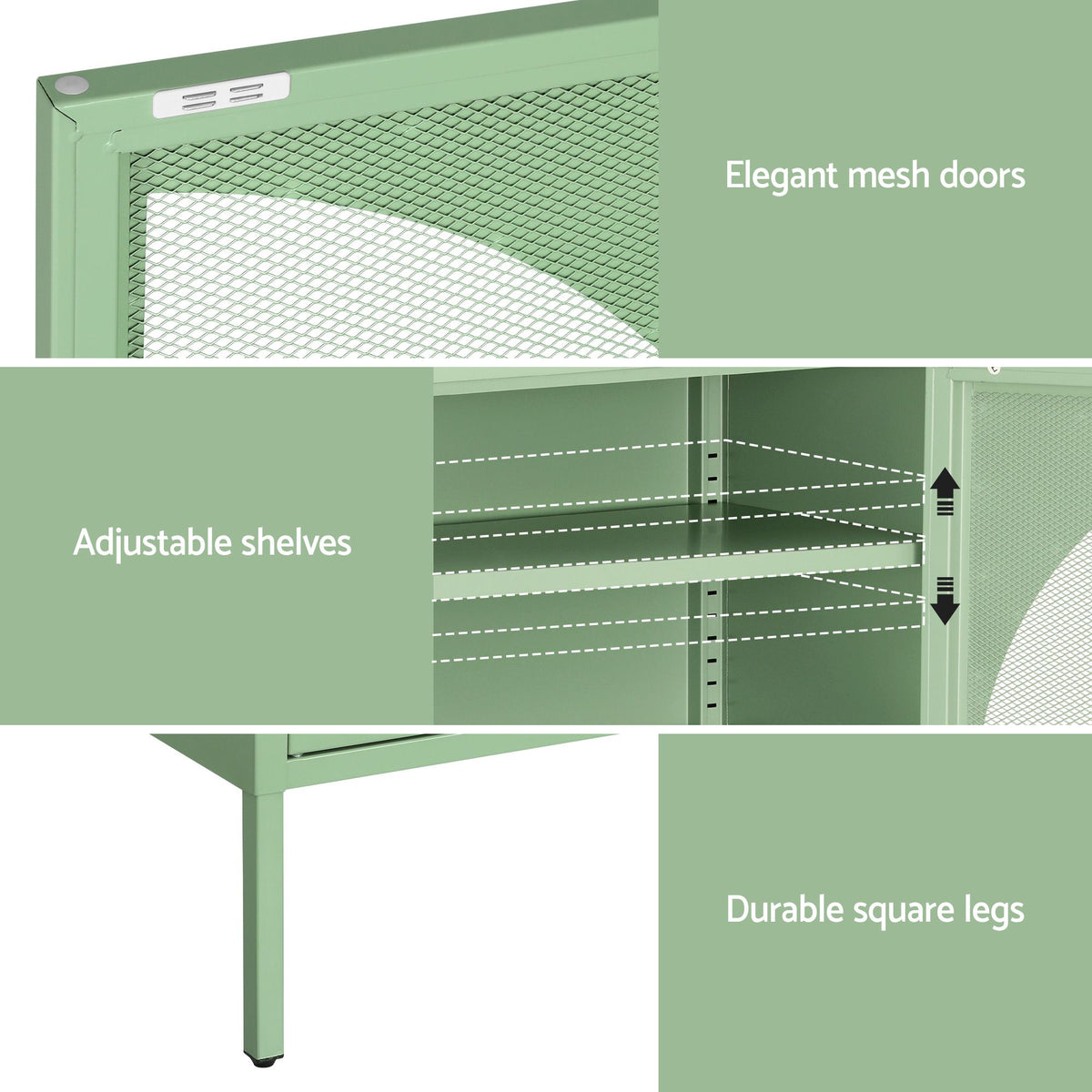 Metal Locker Crescent Sideboard Cabinet - Mint Green