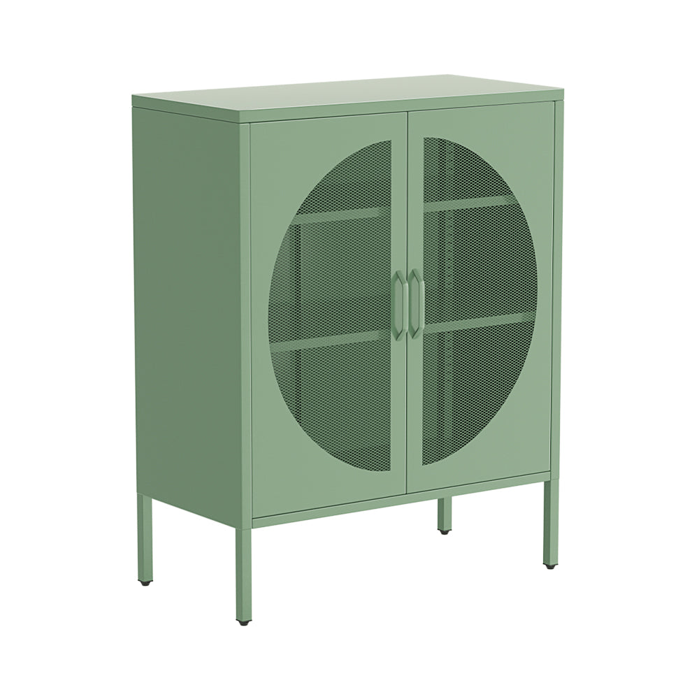 Metal Locker Crescent Sideboard Cabinet - Mint Green - Homecoze