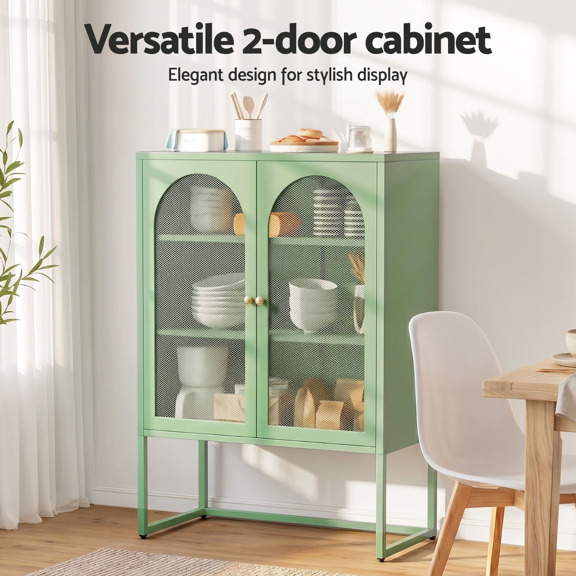 Metal Locker Arched Sideboard Cabinet - Mint Green