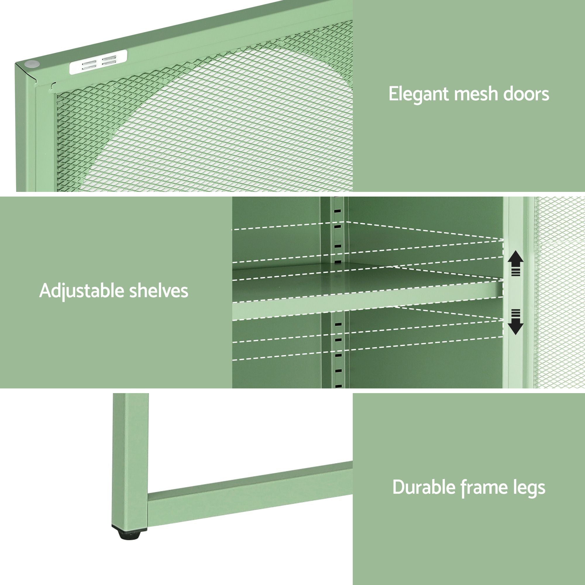 Metal Locker Arched Sideboard Cabinet - Mint Green
