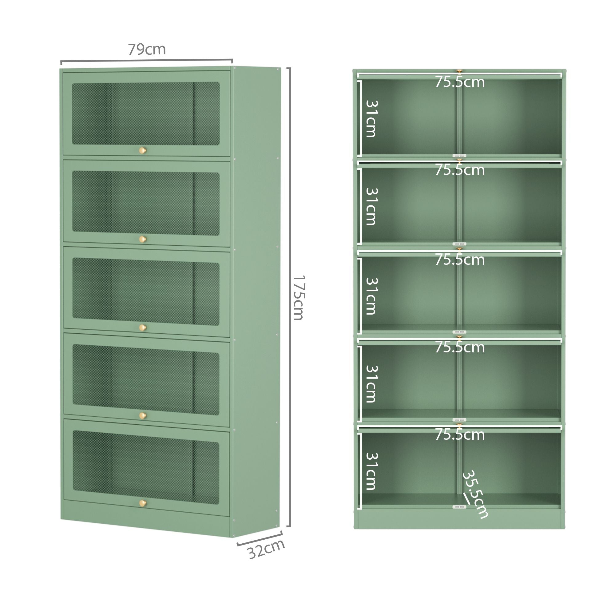 Metal Locker Bookshelf Display Cabinet - Mint Green