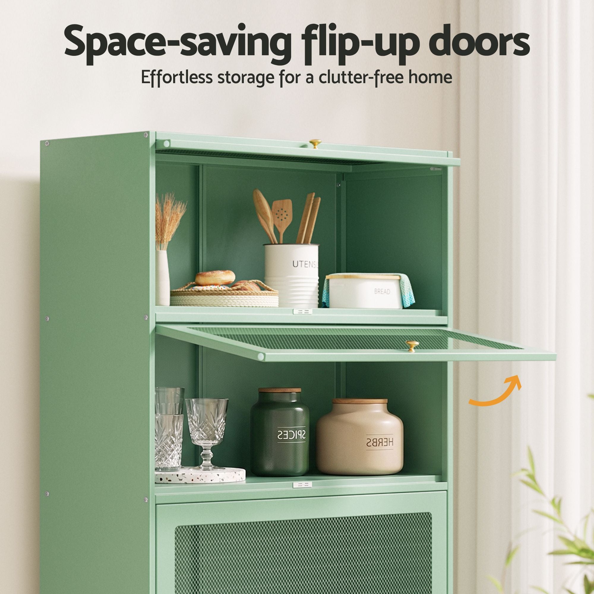 Metal Locker Bookshelf Display Cabinet - Mint Green