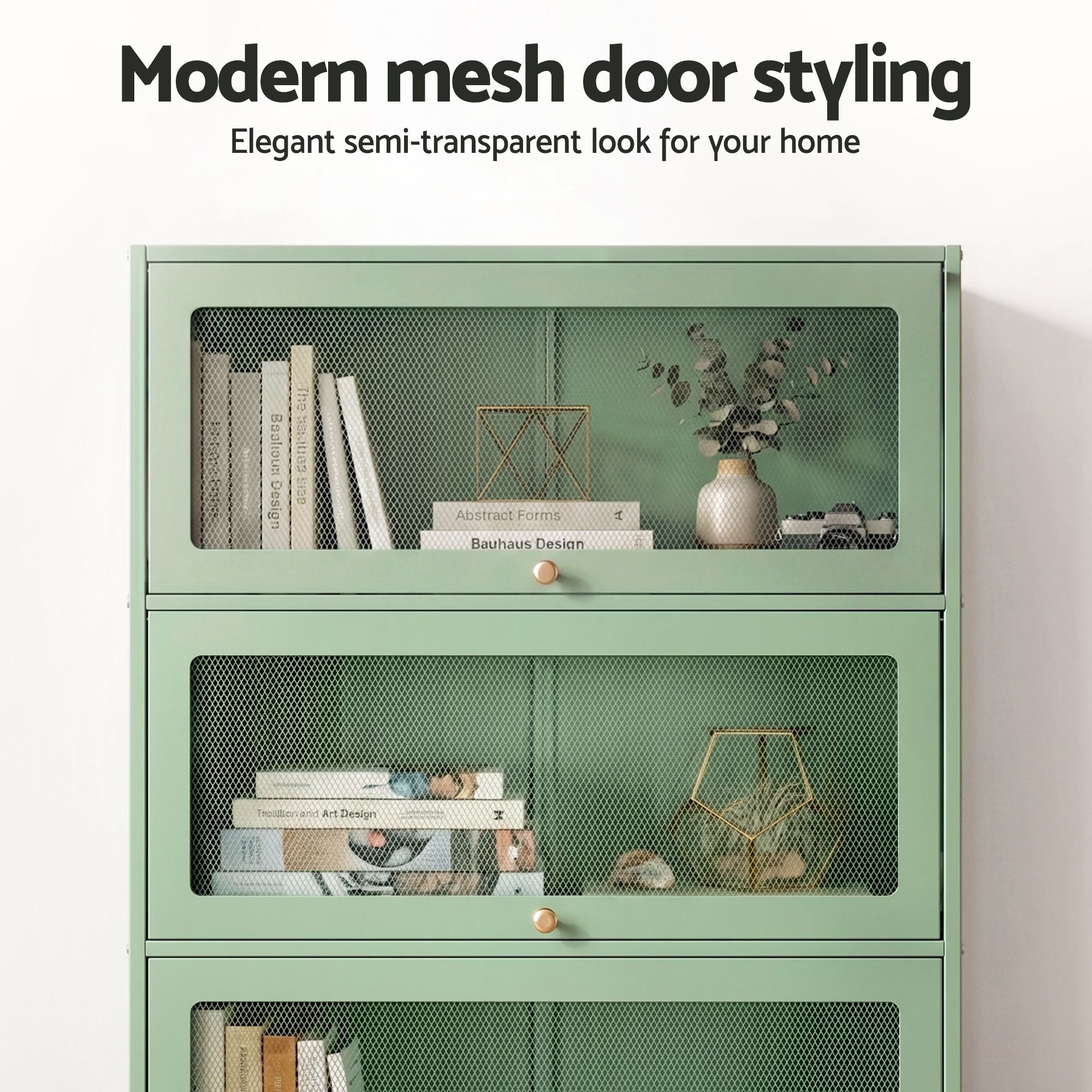 Metal Locker Bookshelf Display Cabinet - Mint Green