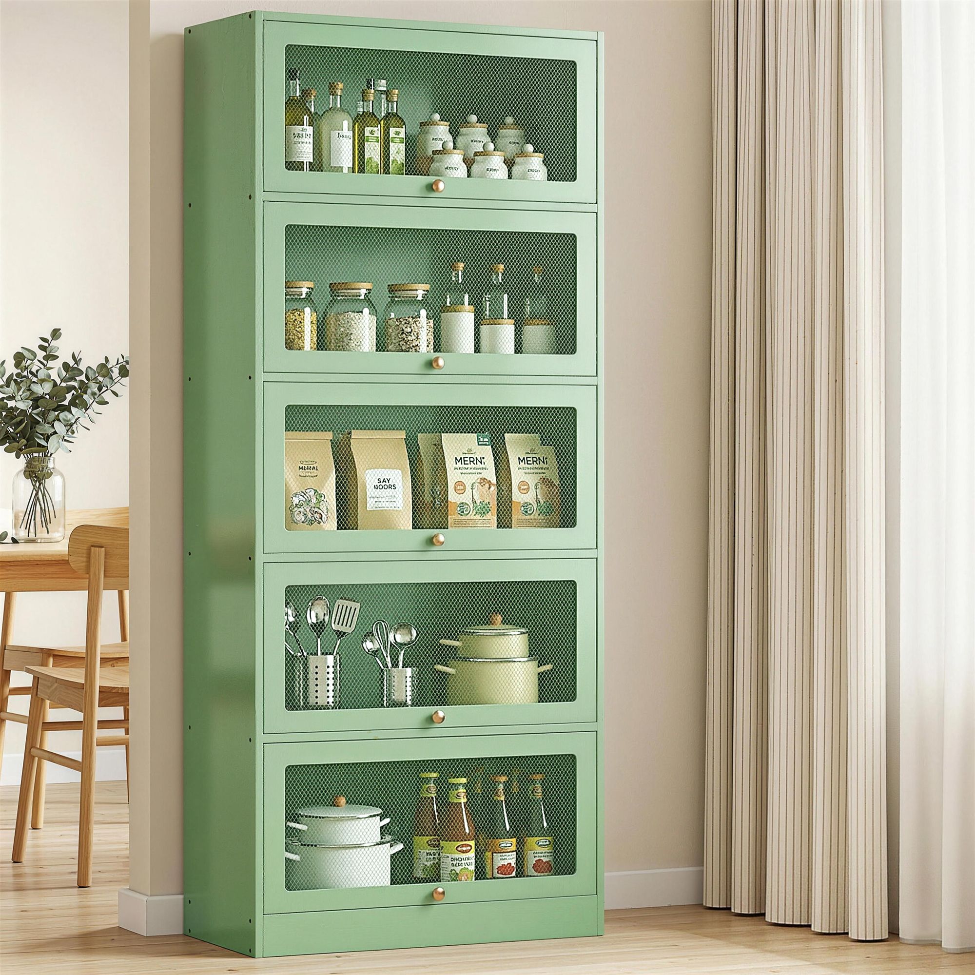 Metal Locker Bookshelf Display Cabinet - Mint Green