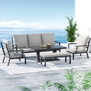 7 Seater Aluminium Outdoor Sofa Set - Black - Homecoze