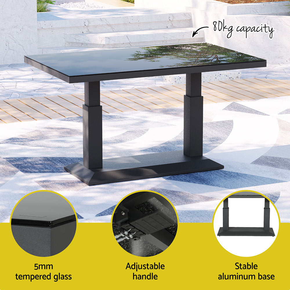 7 Seater Aluminium Outdoor Sofa Set - Black - Homecoze