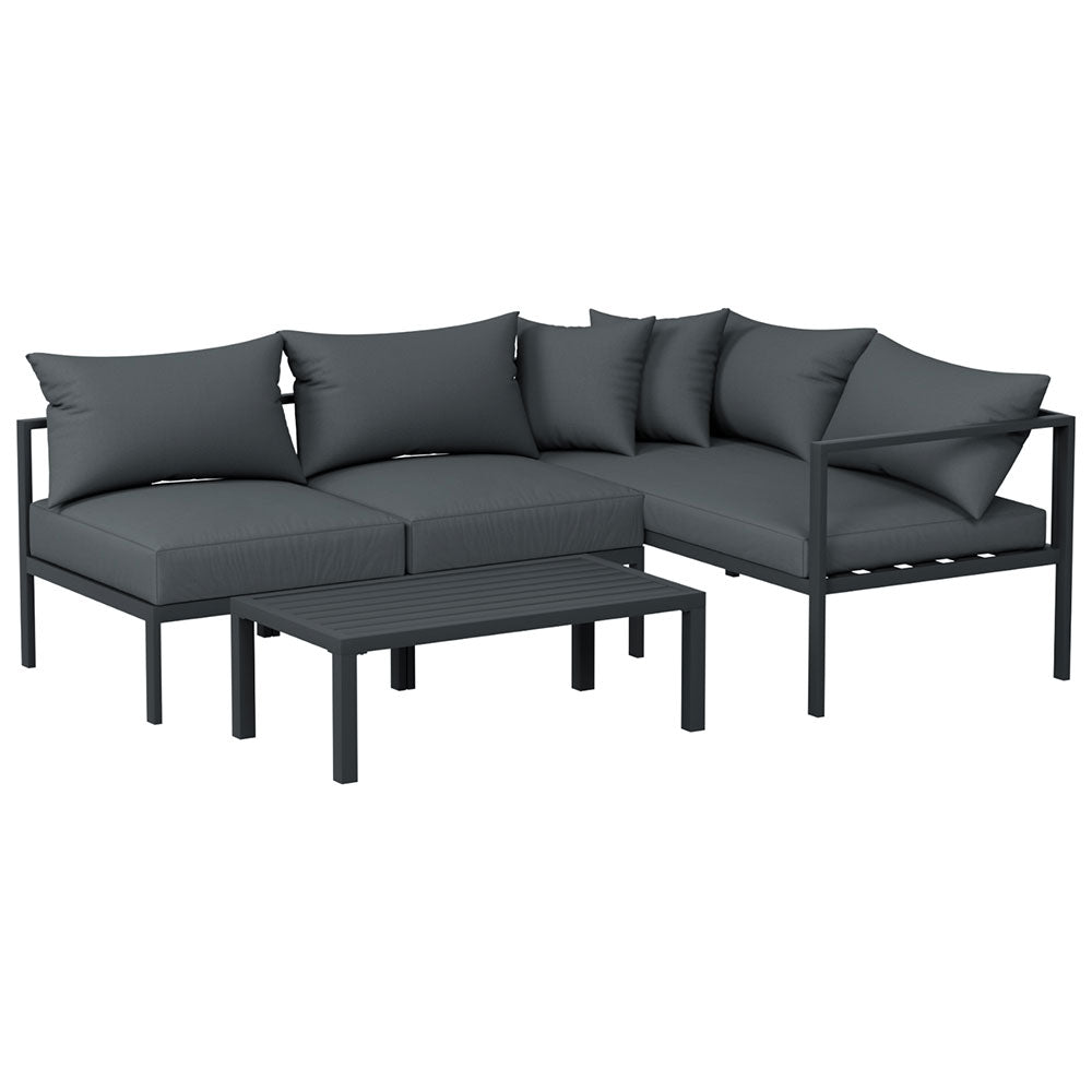 4 Seater Aluminium Outdoor Sofa Set - Charcoal - Homecoze