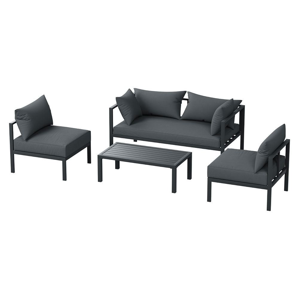 4 Seater Aluminium Outdoor Sofa Set - Charcoal - Homecoze