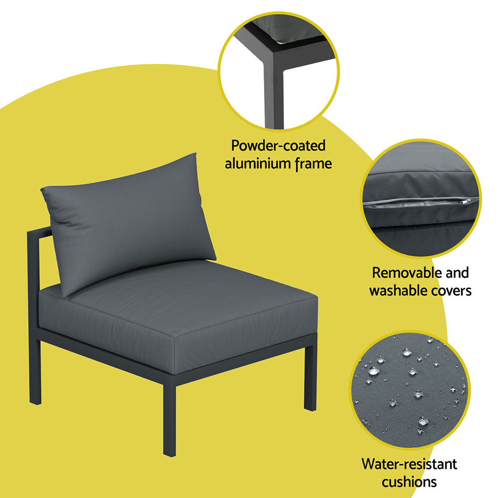 4 Seater Aluminium Outdoor Sofa Set - Charcoal - Homecoze