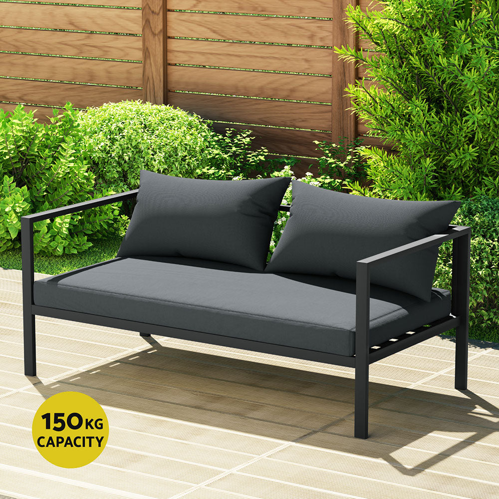 4 Seater Aluminium Outdoor Sofa Set - Charcoal - Homecoze