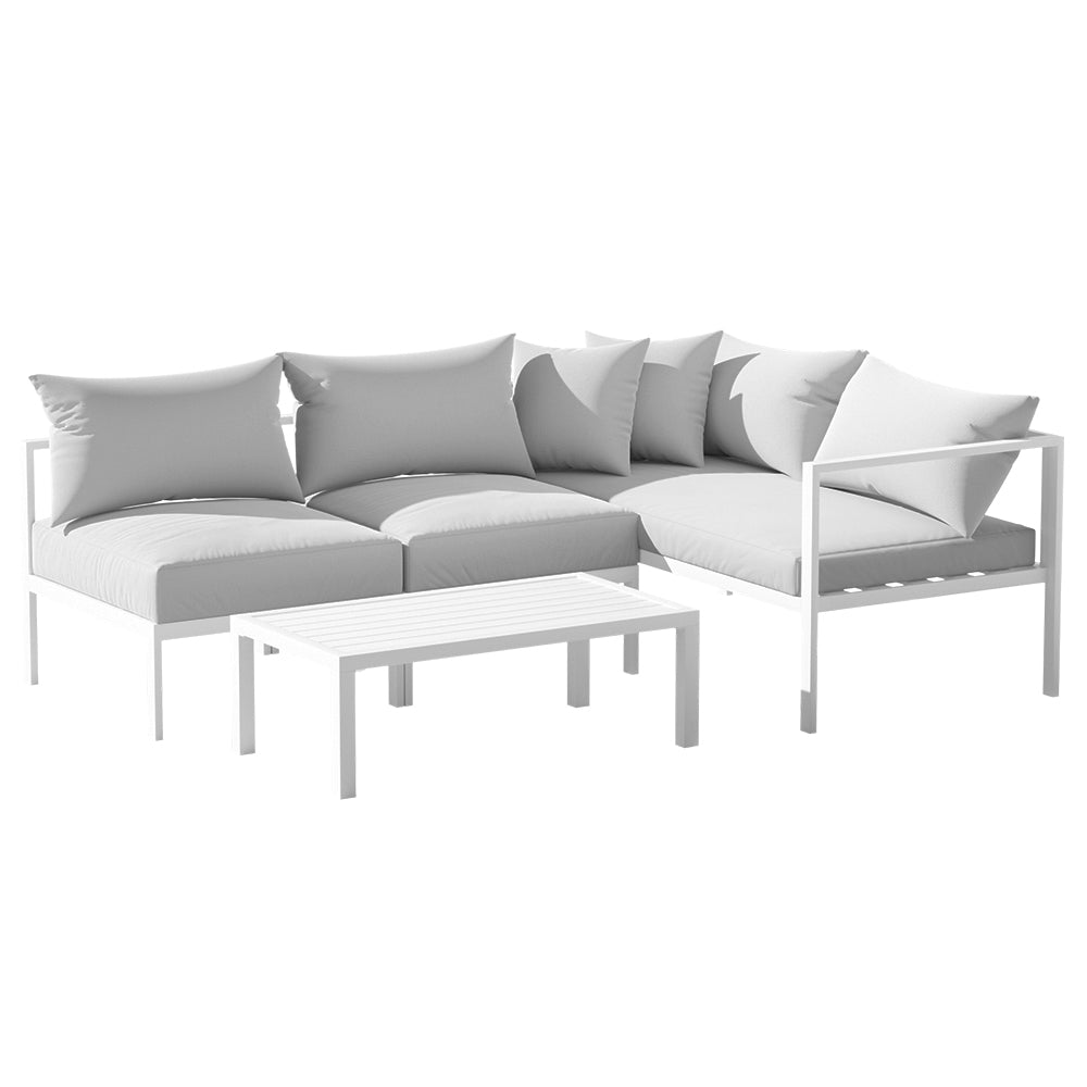 4 Seater Aluminium Outdoor Sofa Set - White - Homecoze